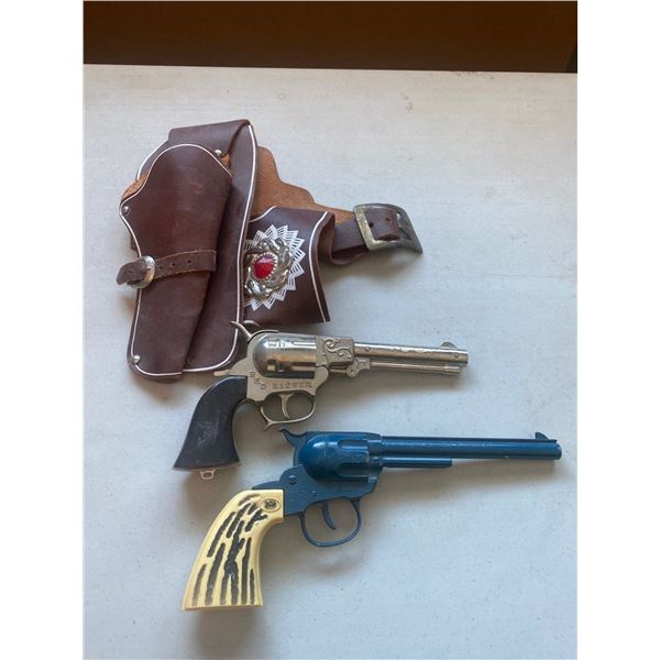 Red Ranger Capgun With Leather Holster And Daisy Capgun