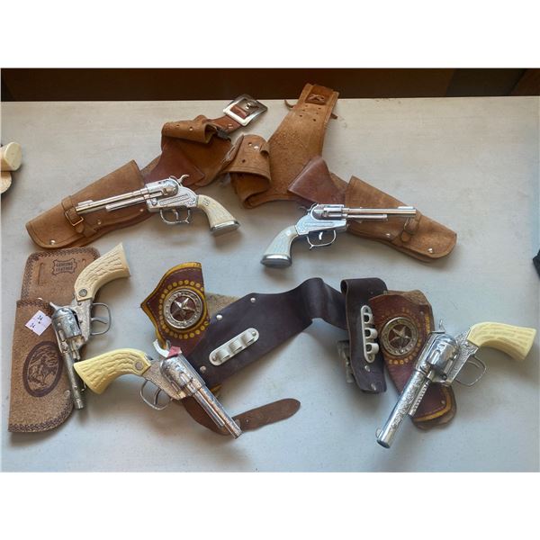 Assortment Of Vintage Collectable Capguns With Leather Holsters (Sold As Is)