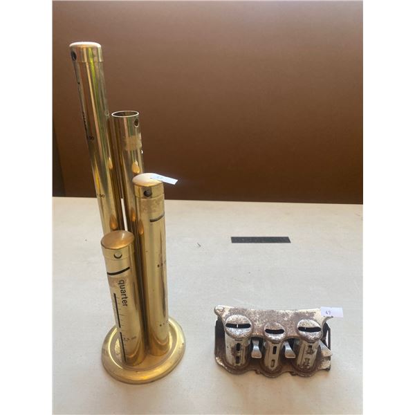 Set Of Vintage Metal Coin Sorters With Contents