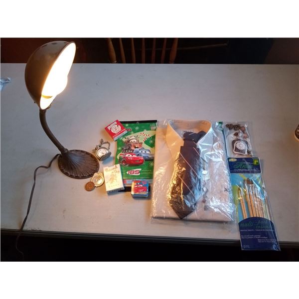 Assortment Of Misc Collectibles And Desk Lamp
