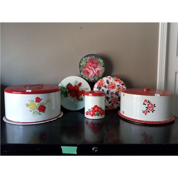 Assortmen Of Decorative Floral Tins