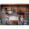 Image 1 : Antique Coffee Grinder ( Not Functional) And Medicine Bottles