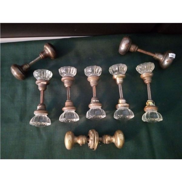 Collection Of Antique Glass And Brass Doorknobs