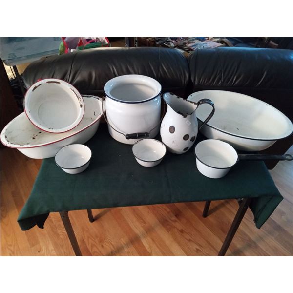 Collection Of Enamel Coated Metal Dishware