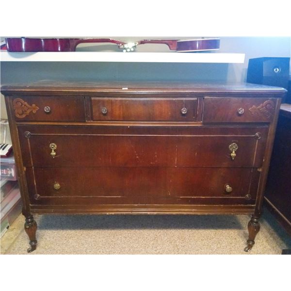 Vintage Wooden Dresser With Mirror