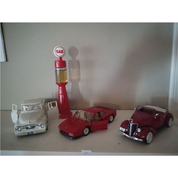 Set Of Diecast Model Cars And Gas Pump