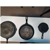 Image 2 : Three Vintage Cast Iron Pans