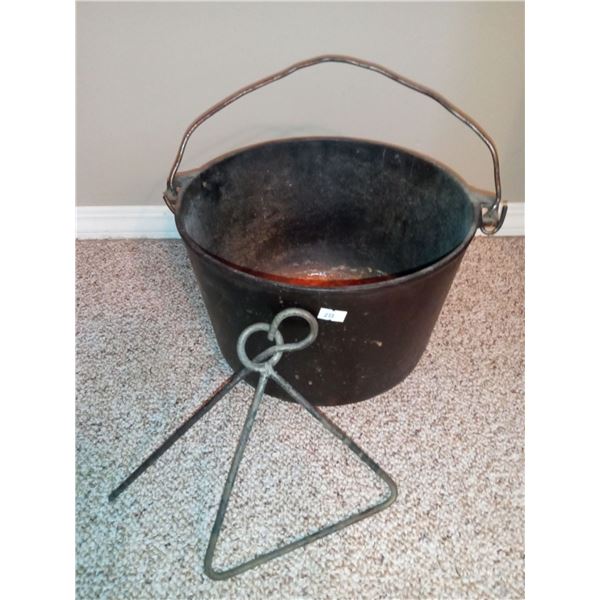 Antique Cast Iron Pot And Dinner Bell