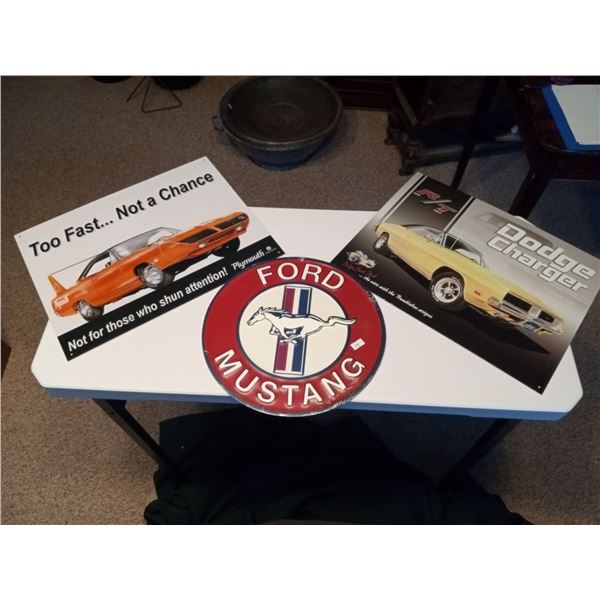 Ford Mustang Metal Sign With Dodge Charger Book