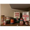 Image 1 : Assortment Of Antique Oil Cans And Flag