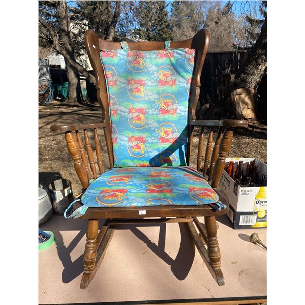 Vintage Wooden Rocking Chair With Padding