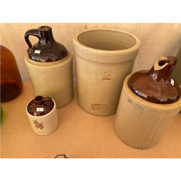 Set Of Antique Jugs And Crock