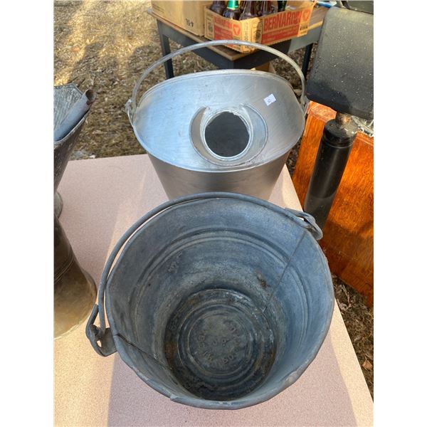 Vintage Metal Milk Pail And Water Pale