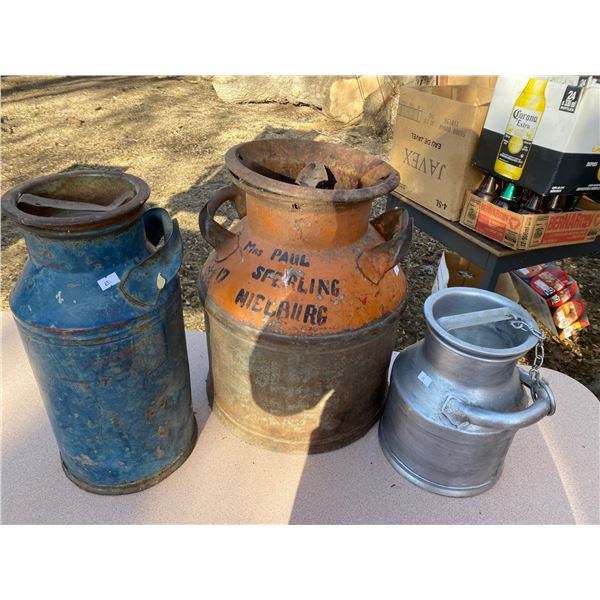 Three Antique Cream Cans