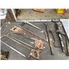 Image 1 : Assortment Of Antique Saws And Stirrup Pumps