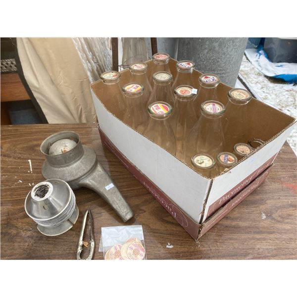 Assortment Of Vintage Milk Bottles And More