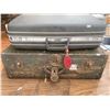 Image 1 : Antique Wooden Trunk And Vintage Suitcase