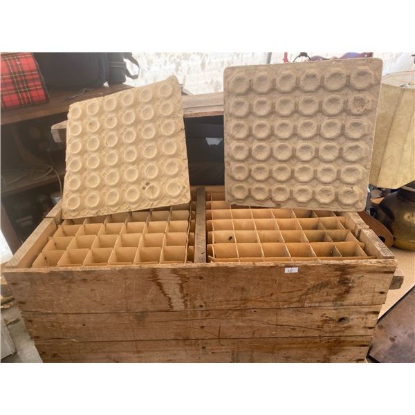 Antique Wooden Egg Crate With Inserts