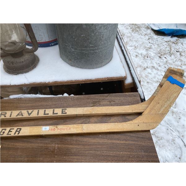 Set Of Two Vintage Wooden Hockey Sticks
