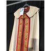 Image 2 : CREAM/RED PRIEST CHASUBLE ROBE COSTUME, DAILY RENTAL $100.00