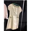Image 2 : WHITE CAPE JACKET AND LIGHT GREEN VINTAGE DRESS WITH BEADING, DAILY RENTAL $65.00