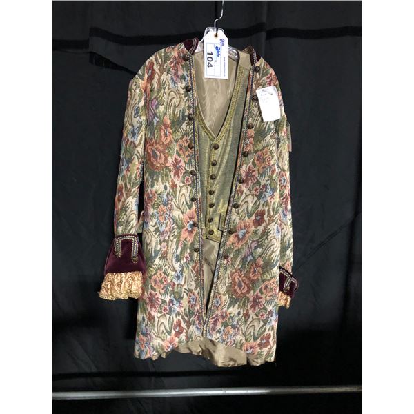 PAISLEY FRENCH STYLE VEST AND JACKET COSTUME, DAILY RENTAL $135.00