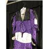 Image 2 : PURPLE/WHITE 1750'S STYLE LADIES COSTUME WITH PURSE, DAILY RENTAL $135.00