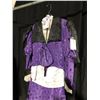 Image 2 : PURPLE/WHITE 1750'S STYLE LADIES COSTUME WITH PURSE, DAILY RENTAL $135.00