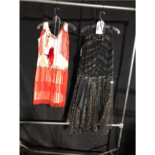 RED/GOLD 1920'S DRESS AND 1920'S BLACK DRESS WITH SILVER EMBELLISHMENTS DAILY