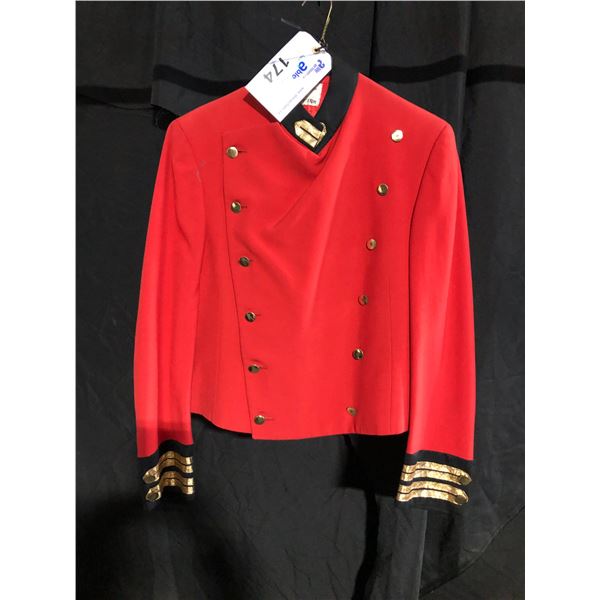 RED/BLACK USHER COSTUME, DAILY RENTAL $45.00