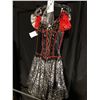 Image 2 : BLACK/SILVER/RED SALOON GIRL STYLE DRESS, DAILY RENTAL $95.00