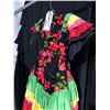Image 2 : MULTI-COLOURED SPANISH STYLE DRESS, DAILY RENTAL $100.00