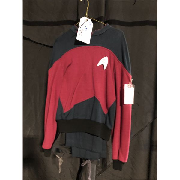 RED AND BLACK STAR TREK COSTUME, DAILY RENTAL $50.00