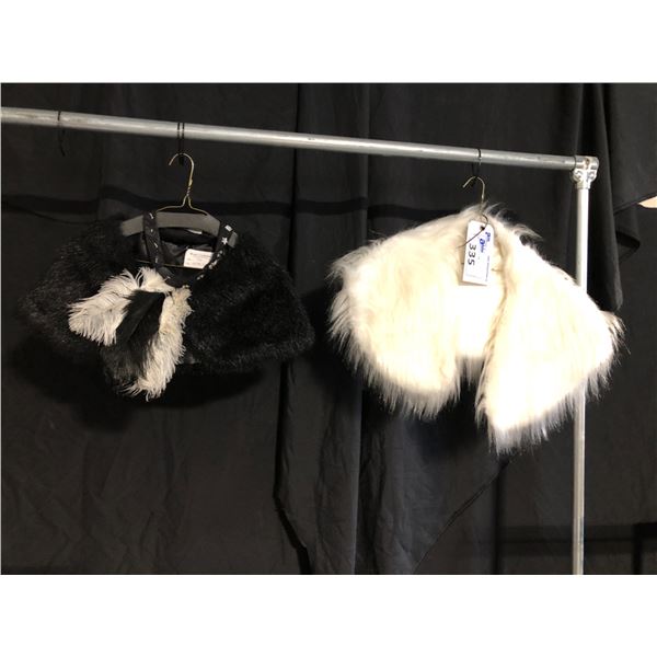 2 FAUX FUR SHAWLS IN WHITE AND BLACK