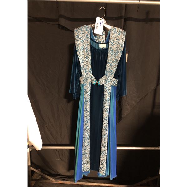 BLUE/PAISLEY PATTERNED 1400'S COSTUME, DAILY RENTAL $105.00