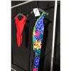 Image 2 : RED LEOTARD AND BLACK.MULTI-COLOURED JUMPSUIT, DAILY RENTAL $75.00