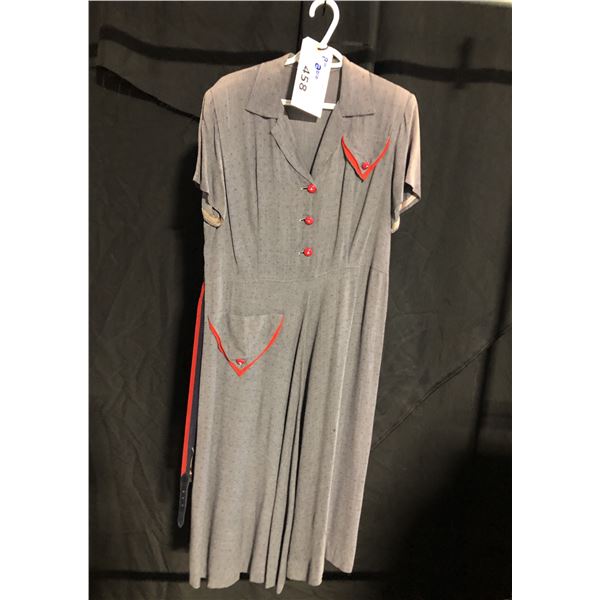 GREY VINTAGE DRESS, DAILY RENTAL $65.00