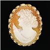 Image 3 : Vintage 14k Yellow Gold Carved Shell Cameo Fancy Twisted Wire Brooch Pin Pendant