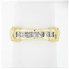 Image 1 : 18k Yellow Gold 0.70 ctw Channel Set Princess Cut Diamond w/ "X" Sides Band Ring