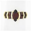 Image 1 : 14K Yellow Gold Garnet Marquise Solitaire w/ Square Faceted Channel Band Ring