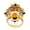 Image 7 : Vintage 14K Yellow Gold 12.0 ctw Large Oval Citrine Solitaire Ring w/ Floral Hal