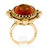 Image 9 : Vintage 14K Yellow Gold 12.0 ctw Large Oval Citrine Solitaire Ring w/ Floral Hal