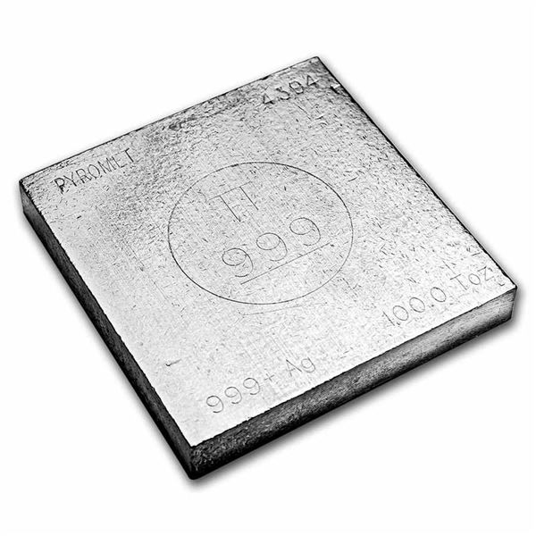 100 oz  .999 Pure Fine Silver Square - Pyromet