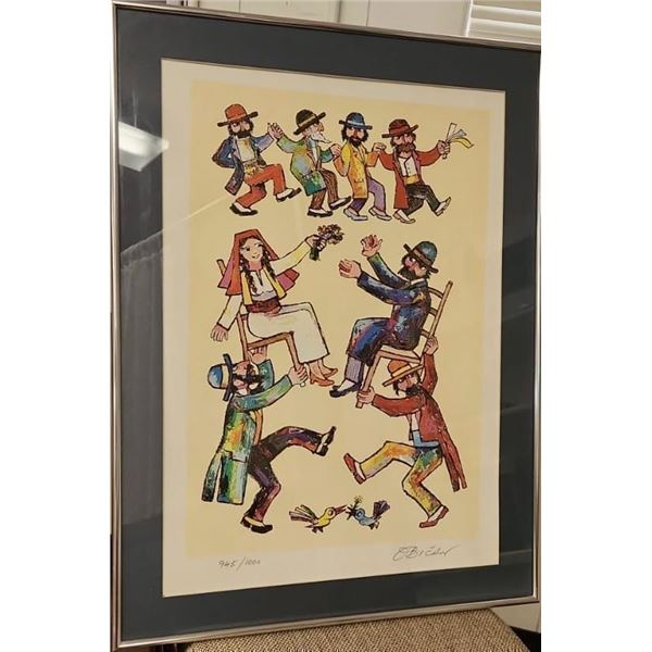 Jovan Obican "MAZINKA DANCE" 30x24" Original LithographGlass Framed Hand Signed/Num 945/1000