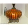 Image 2 : Mid Century Amber 2 Light Living Room Lamp (working)