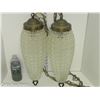 Image 7 : Mid Century Diamond Pattern Double Hanging Pendant Swag Light