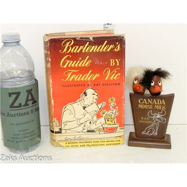 1947 Bartender's Guide By Trader Vic, Illustrated By Ray Sullivan With Canada Moose Milk Bar Openers