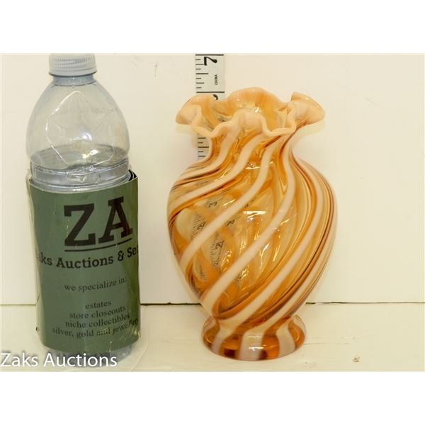 Caramel Toffee Swirl Fenton Vase (stamped Fenton)