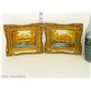 Image 1 : Vintage Gold Framed (2) 1976 Oil Painting on Canvas by Mary Wouties 5" x 7"