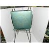 Image 3 : Lot of 2 Mid Century Floral Stools (Blue/Gold Black Metal)